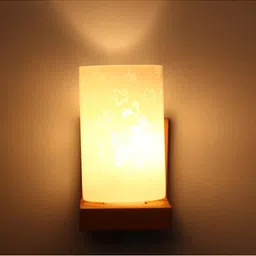 1ST TIME White & Off White Printed Wood Cylinder Shaped Wall Lamp-picture-43