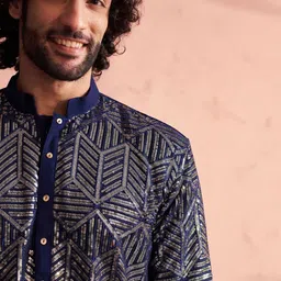 JBN Creation Men Embellished Sequinned Georgette Kurta image 5