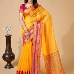 Moda Rapido Woven Design Silk Blend Handloom Saree-image-23