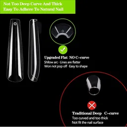 NAILWIND Set Of 240 Extra Long Clear Coffin Nails image 3