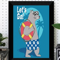 SAF Blue & Grey Cartoon Printed Framed Wall Art-picture-32