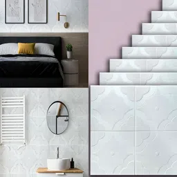 Lukzer 8-Pcs White & Pink Floral Self-Adhesive Wall Panels image 1