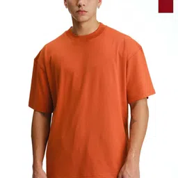 Organic Chics Men Pack of 2 Bio Finish Solid Round Neck Pure Cotton Relaxed Fit T-shirts-picture-27