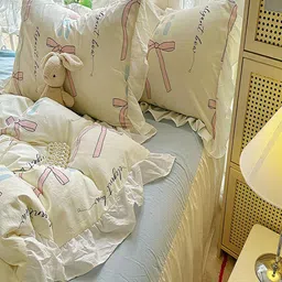 JC HOME Blue & Cream-Coloured Floral Printed Ac Room Double Queen Bedding Set image 3