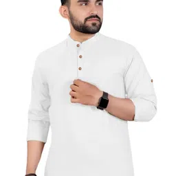 BHUVIKOO Mandarin Collar Roll-Up Sleeves Short Kurta-picture-15