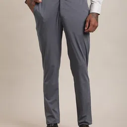 Turtle Men Tailored Slim Fit Mid-Rise Formal Trousers-image-64