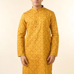 Diwas by Manyavar Abstract Printed Mandarin Collar Straight Cotton Kurta image 2