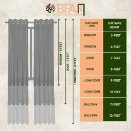 BFAM Grey & White 2 Pieces Black Out Long Door Curtains image 5