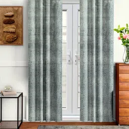 Myntra Elegant Homes Silver-Toned & Grey Set of 2 Door Curtain-picture-47
