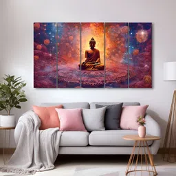 The Castle Decor Blue & Brown 5 Piece Wood Religious Wall Paintings-picture-39