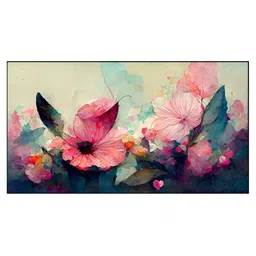 DEKORSTATION Pink & Green Floral and Botanical Printed Canvas Wall Art image 3