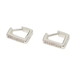 Accessorize Sterling Silver Plated Cubic Zirconia Studded Geometric Hoop Earrings image 3