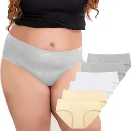 Diving Deep Women Plus Size Pack Of 6 Cotton Hipster Briefs-image-42
