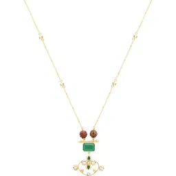 Unniyarcha 92.5 Silver Gold-Plated Stones Studded Sitayan Rudraksh Necklace image 4