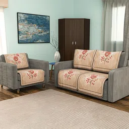 Aura Brown Printed Cotton Sofa Cover-picture-26