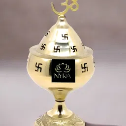 Nyra Kitchenware Bronze Toned Pure Brass Swastik Diya For Puja-picture-32