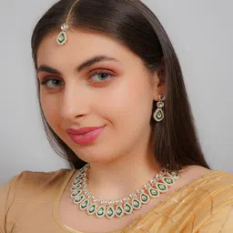 Divisha Women Gold-Plated Stone Studded Jewellery Set-image-28