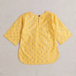 The Magic Wand Girls Floral Woven Design Straight Kurta with Pyjamas image 3