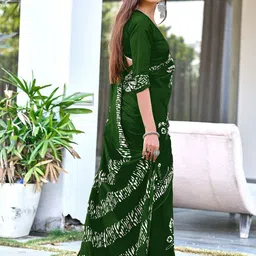 Moda Rapido Women Pure Cotton Designer Block Print Saree With Blouse Piece image 4