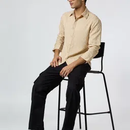 JOHN WATSON Sandwave Men Classic Regular Fit Textured Spread Collar Casual Shirt image 2