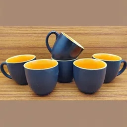 laghima jadon Blue & Orange Solid Ceramic Matte Finish Cups Set of 6-picture-25