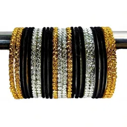 SAND Black Glass Artificial Stones & Beads Bangle image 3