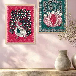 Kotart Brown & Green 2 Pieces Floral and Botanical Wooden Wall Arts image 3