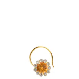 SHREEVARAM Gold-Plated Cubic Zirconia Ring Nosepin image 2