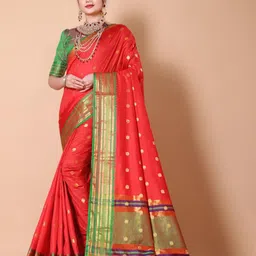AKSH FASHION Polka Dot Zari Patola Saree-image-82