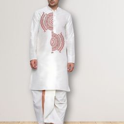 DEVOILER Men Ethnic Motifs Printed White Romance Kurta-picture-37