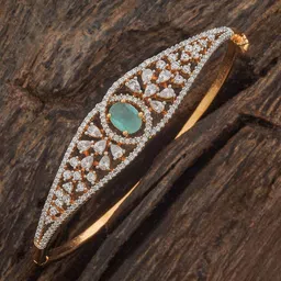 Kushal's Fashion Jewellery Green Rhodium Gold-Plated Party Zircon Kada-picture-10