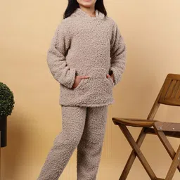KLOTTHE Kids Sherpa Heavy Winter Hooded Woolen Night Suit-picture-45