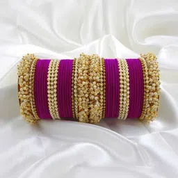 Qufrozy Purple Glass Artificial Stones & Beads Bangle image 1