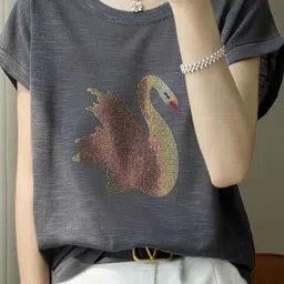 DressBerry Women Printed V-Neck Pockets T-shirt-image-21