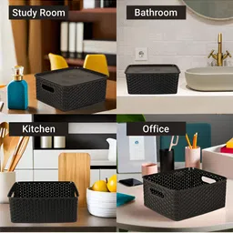 Aura Black Set of 6 Reusable Tote Basket Organisers image 2