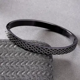 Anouk Men Black Rhodium-Plated Stainless Steel Kada Bracelet-picture-39