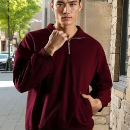 Kotty Men Shirt Collar Cotton Sweatshirt-image-10