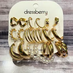 DressBerry Set Of 10 Gold-Plated Contemporary Hoop Earrings image 3