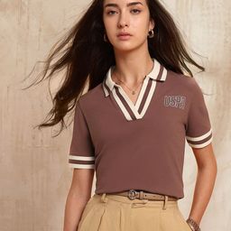 U.S. Polo Assn. Women Brand Logo Printed Polo Collar Regular Fit T-shirt-picture-15