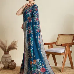 Mitera Floral Printed Saree With Blouse Piece image 5