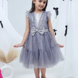 LIL DRAMA Razzle Dazzle Girls Embellished Bow Flutter Sleeve A-Line Dress-picture-12