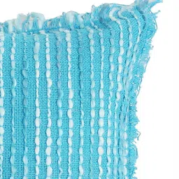 Revive Home Blue & White Self Design Cotton Square Cushion Cover image 5