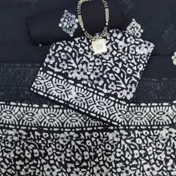 Farooq Dyeing Floral Printed Batik Pure Cotton Unstitched Dress Material-picture-17