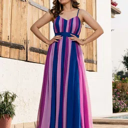 Ordinaree Women Layered Fit & Flare Maxi Dress-image-8