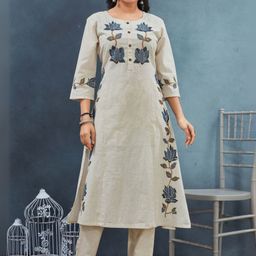 Moda Rapido Women Embroidered Regular Pure Cotton Kurta Set-picture-9