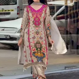 BAESD Women Printed Regular Mirror Work Kurta with Palazzos & With Dupatta-picture-10