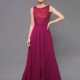Miss Chase Women Self Design Sleeveless Gown Maxi Dress-picture-32