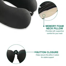 Kuber Industries Black Memory Foam Filled Polyester Travel Pillow image 5