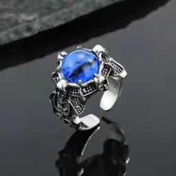 J.S ENTERPRISES Unisex Blue Stainless Steel Finger Ring-image-58