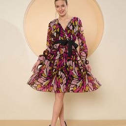 Antheaa Floral Print Georgette Dress-picture-6